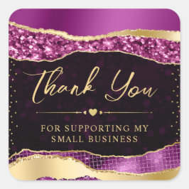 紫と金ゴールドグラムティアーズスモールビジネス スクエアシール