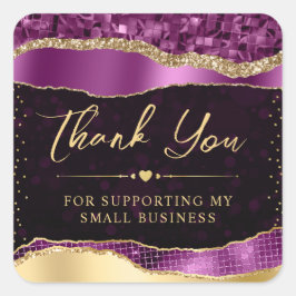紫と金ゴールドグラムティアーズスモールビジネス スクエアシール