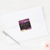 紫と金ゴールドグラムティアーズスモールビジネス スクエアシール (封筒)