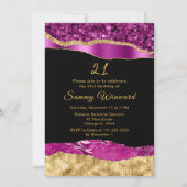 紫と金ゴールドグラムティアーズバースデーパーティー 招待状 (正面)