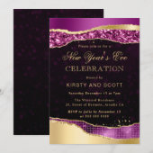 紫と金ゴールドグラムティアーズ大晦日 招待状 (正面/裏面)