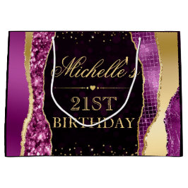 紫と金ゴールドグラムティアーズ《写真》ぼけ味誕生日パーティー ラージペーパーバッグ