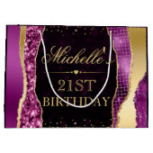 紫と金ゴールドグラムティアーズ《写真》ぼけ味誕生日パーティー ラージペーパーバッグ (裏面)