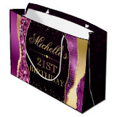 紫と金ゴールドグラムティアーズ《写真》ぼけ味誕生日パーティー ラージペーパーバッグ (裏面アングル)