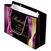 紫と金ゴールドグラムティアーズ《写真》ぼけ味誕生日パーティー ラージペーパーバッグ (正面アングル)