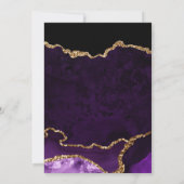 紫と金ゴールドグリッターアゲート結婚大理石ズ 招待状 (裏面)