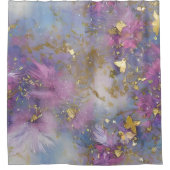 紫と金ゴールドグリッターストームファンタジー シャワーカーテン (正面)