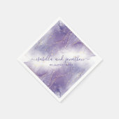 紫と金ゴールドグリッター水結婚色のナプキン スタンダードカクテルナプキン (角)