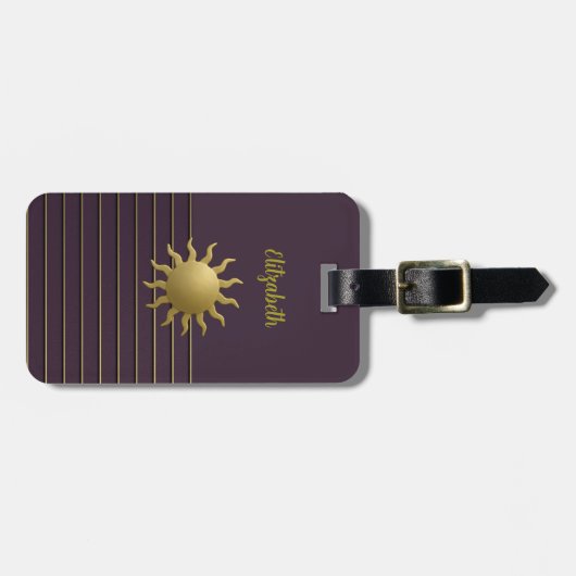 紫と金ゴールドサンラゲージタグ ラゲッジタグ (正面横)