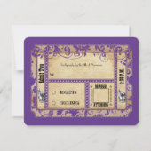 紫と金ゴールドショーブライル古い紙ウェディングRSVP 出欠カード (裏面)