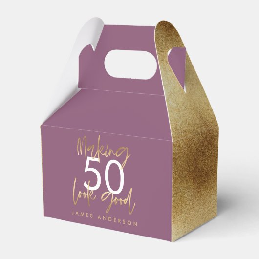 紫と金ゴールドシンプルのエレガントモダンお願い箱 フェイバーボックス (正面サイド)