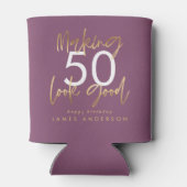 紫と金ゴールドシンプルのエレガント誕生日 缶クーラー (裏面)