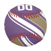 紫と金ゴールドジャージのストライプ名前をカスタムする番号 野球ボール (正面)