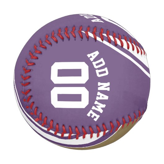 紫と金ゴールドジャージのストライプ名前をカスタムする番号 野球ボール (正面左)