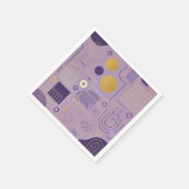 紫と金ゴールドスカンジナビアのパターンの切り離し スタンダードカクテルナプキン (角)