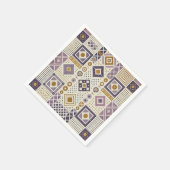 紫と金ゴールドスカンジナビアの幾何学的な分離 スタンダードカクテルナプキン (角)