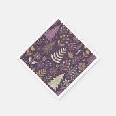 紫と金ゴールドスカンジナビアの自然デコパージュ スタンダードカクテルナプキン (角)