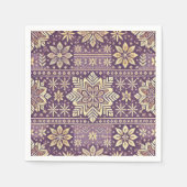 紫と金ゴールドスカンジナビア冬のデコパージュ スタンダードカクテルナプキン (正面)