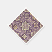 紫と金ゴールドスカンジナビア冬のデコパージュ スタンダードカクテルナプキン (角)