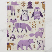 紫と金ゴールドスカンジナビア動物スクラップブック (裏面)