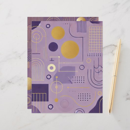 紫と金ゴールドスカンジナビア様式スクラップブック (正面/裏面インサイチュ)