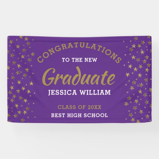 紫と金ゴールドスターズおめでとうズGRAD卒業2022 横断幕 (横)