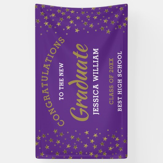 紫と金ゴールドスターズおめでとうズGRAD卒業2022 横断幕 (縦)