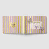 紫と金ゴールドストライプののエレガントな結婚式 ゲストブック (全面)