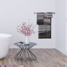 紫と金ゴールドストライプのモダン バスタオルセット