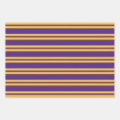 紫と金ゴールドストライプ ラッピングペーパーシート (正面2)