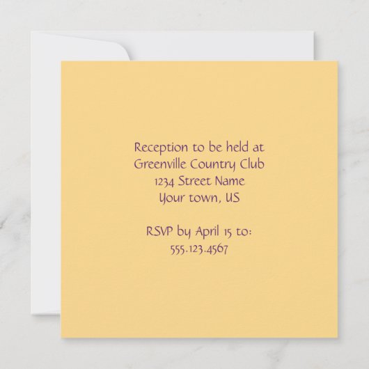 紫と金ゴールドスワール結婚式招待状 招待状 (裏面)