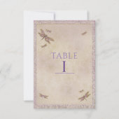 紫と金ゴールドトンボのテーブル番号 招待状 (正面)