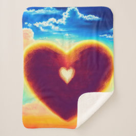 紫と金ゴールドハートのスカイシェルパブランケット シェルパブランケット