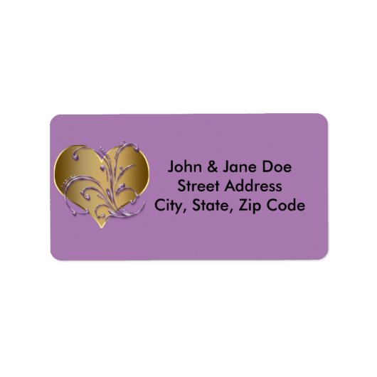 紫と金ゴールドハート ラベル (正面)