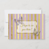 紫と金ゴールドバタフライウェディングRSVPカード 出欠カード (裏面)