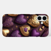 紫と金ゴールドバレンタイン愛ハート Case-Mate iPhoneケース (裏面 (横))