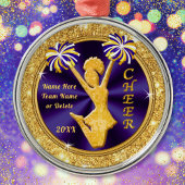 紫と金ゴールドパーソナライズされた応援 メタルオーナメント