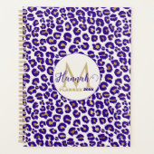 紫と金ゴールドヒョウのパターン プランナー手帳 (正面)