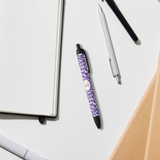 紫と金ゴールドヒョウのパターン 青ボールペン