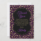 紫と金ゴールドヒョウの誕生パーティー サンキューカード (正面)