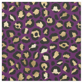 紫と金ゴールドヒョウ印刷 ファブリック
