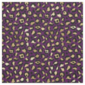 紫と金ゴールドヒョウ印刷 ファブリック (見本)
