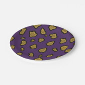 紫と金ゴールドヒョウ印刷 ペーパープレート (アングル)