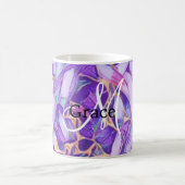 紫と金ゴールドフェイクのフラワーマグ モーフィングマグカップ (中央)