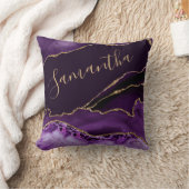 紫と金ゴールドフェイクグリッターマーブルゲート クッション (ブランケット)