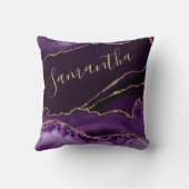 紫と金ゴールドフェイクグリッターマーブルゲート クッション (裏面)