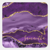 紫と金ゴールドフェイクグリッターマーブルゲート スクエアシール (正面)