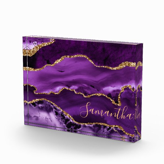 紫と金ゴールドフェイクグリッターマーブルゲート フォトブロック (右)