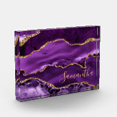 紫と金ゴールドフェイクグリッターマーブルゲート フォトブロック (左)