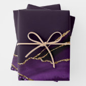 紫と金ゴールドフェイクグリッターマーブルゲート ラッピングペーパーシート (インサイチュ)